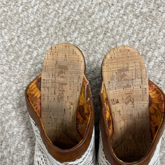 Korks by Kork Ease Slip on Crochet Detail Clog Size 9 High Heels Mules - Picture 3 of 9